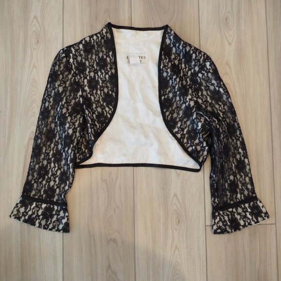 Vintage Y2K Whimsygoth Black Lace Bolero Jacket Sz 8 J.R. NITES Vampirecore - Picture 1 of 9